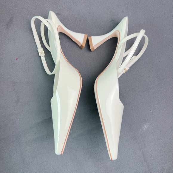 Reformation Natasha White Patent Slingback Pumps Sz 7 - Picture 4 of 5